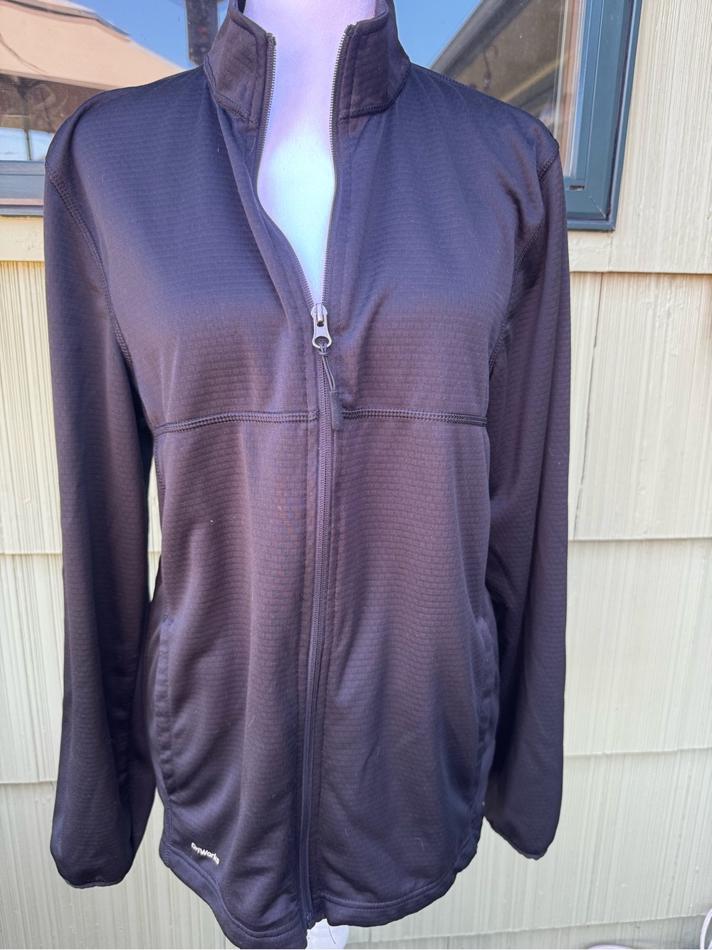 Athletic Works Women's Black Full-Zip Performance Jacket with Stand Collar